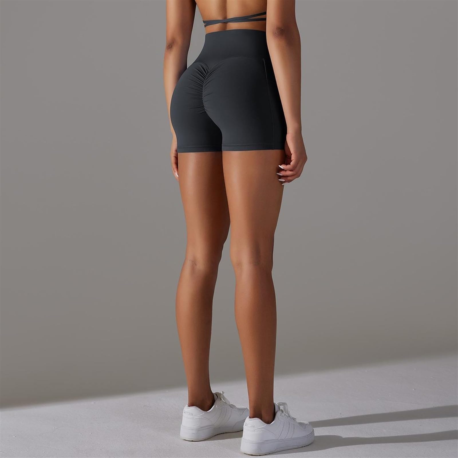 2 Pièces Short De Sport Avec Poches Femmes Taille Haute Pantalon Court De Cyclisme Leggings Doux Yoga Motard Course À Pied