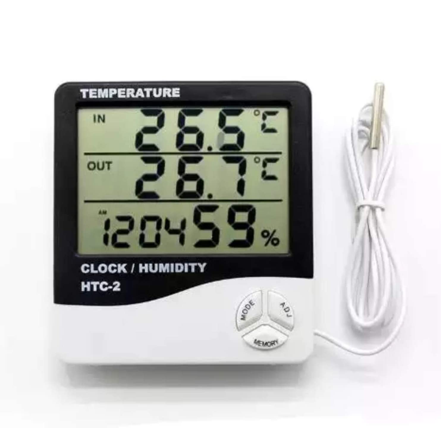 Amazecare Humidity Meter HTC Clock High Accuracy LCD Display Thermometer Hygrometer Thermometer All-in-One Digital Moisture Measurer (HTC-2 Room Temp)