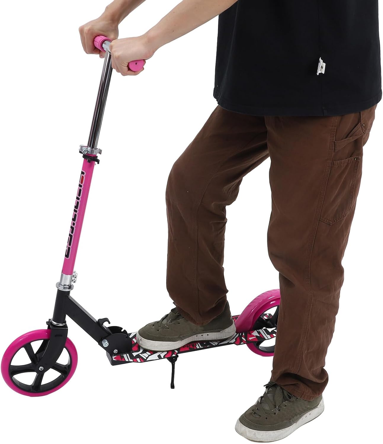 Kisangel Collapsible Kick Scooter for Ages Portable Folding Two-Wheel Scooter with Easy Assembly and Stylish Pink Design for School Campus and Urban Travel
