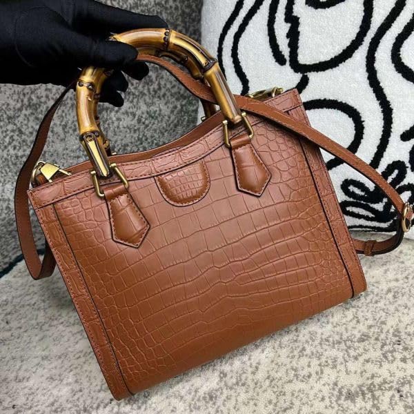 合皮　クロコダイル　バンブー手提げ バンブー手提げバック クロコ型押し牛皮 日本製 : きものと祭り