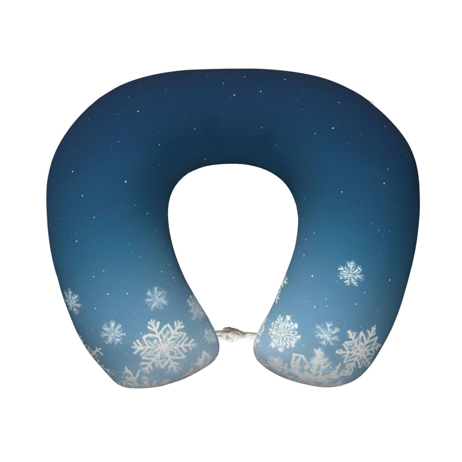 XingFox Christmas Snowflakes Print Travel Pillow Memory Foam, Portable Neck Pillow for Airplane, Car and Office