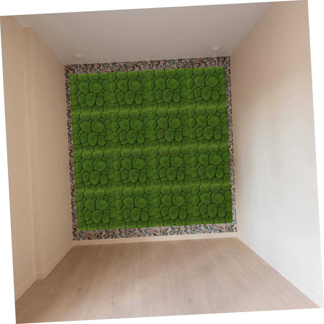 TOPBATHY Panel Decorativo de Musgo Artificial 3 Piezas Cuadradas de Espuma