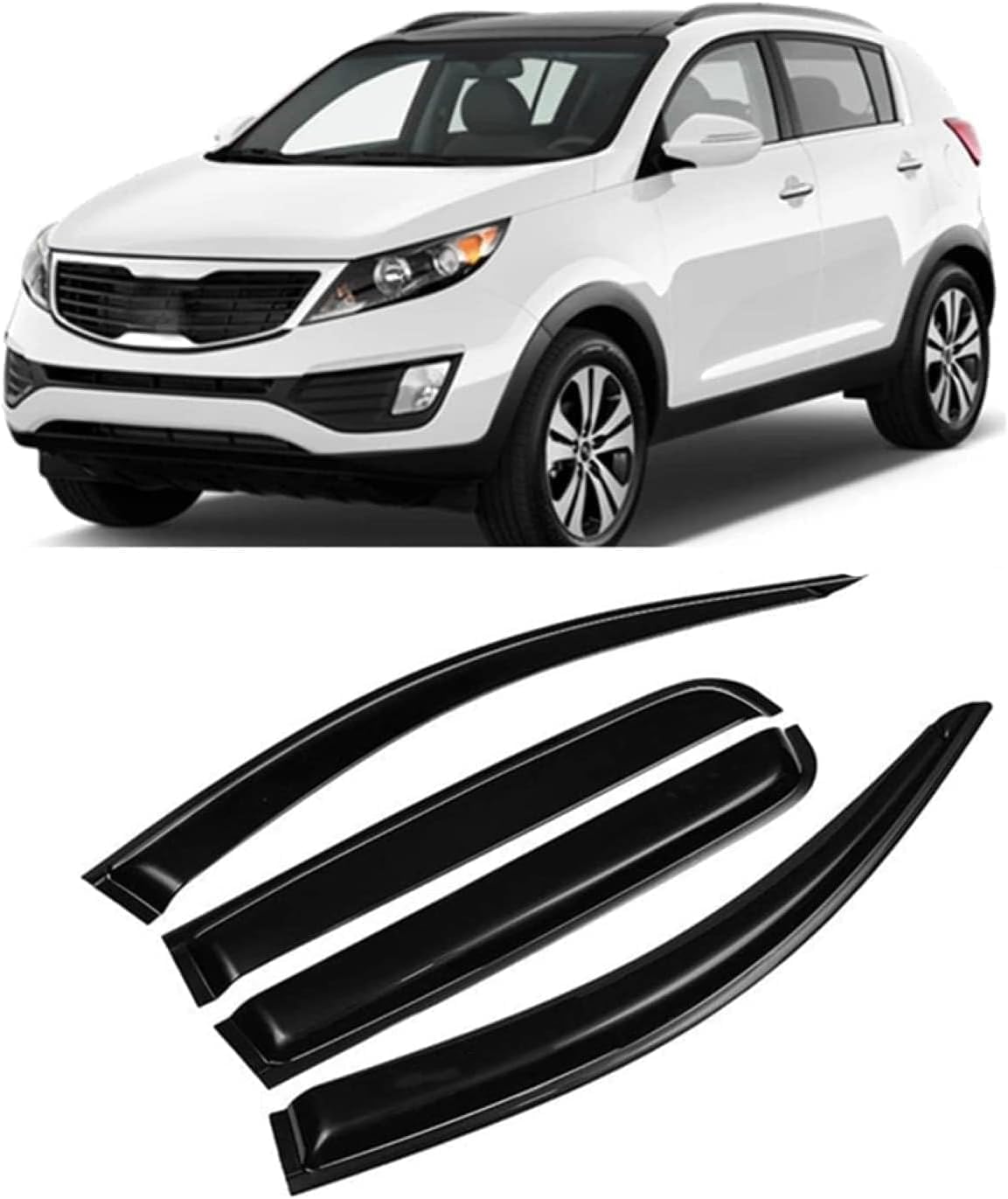 Liufangfc Normal Wind Deflectors For Kia Sportage 2011-2016 – 4Pc Tape-On Smoked Visors, Weatherproof, Anti-Salt/Snow, Low-Noise