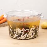 Articles de restauration-Met Lux 12 Conteneur de stockage des aliments à quart, 1 Conteneur de stockage commercial rond - Couvercle vendu séparément, avec marqueurs de volume, seau de préparation d'aliments en plastique clair, stockage d'espace-sauvetage