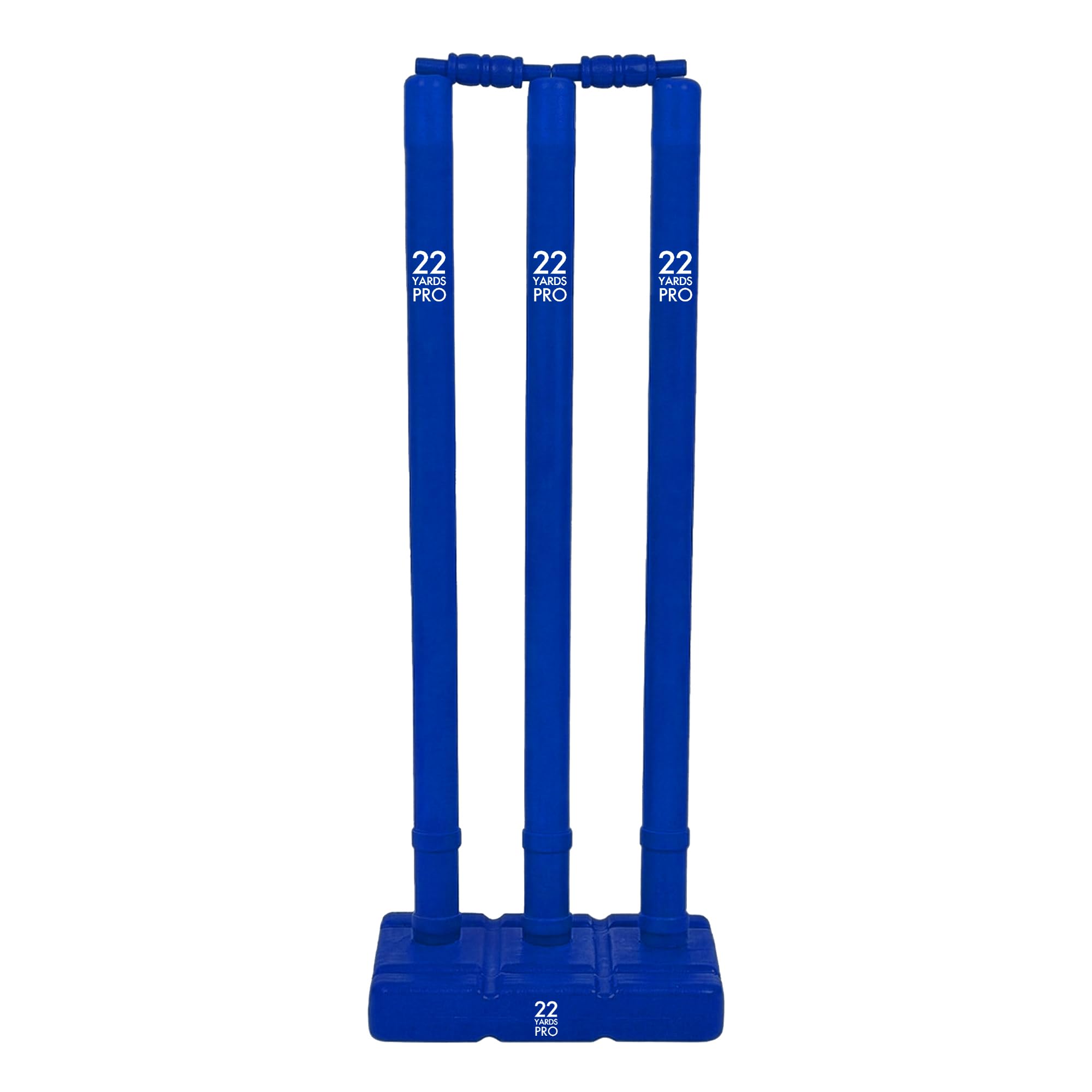 22YardsPro Cricket Stumps with Base – Durable Plastic Cricket Wickets Set with Bails, High Visibility Training Stumps for Practice, Nets & Matches