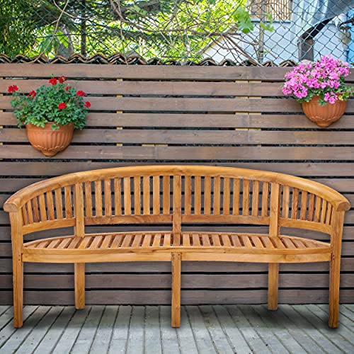 Teak Peanut Outdoor Patio Triple Bench, Made From Solid A-Grade Teak Wood #TOP7