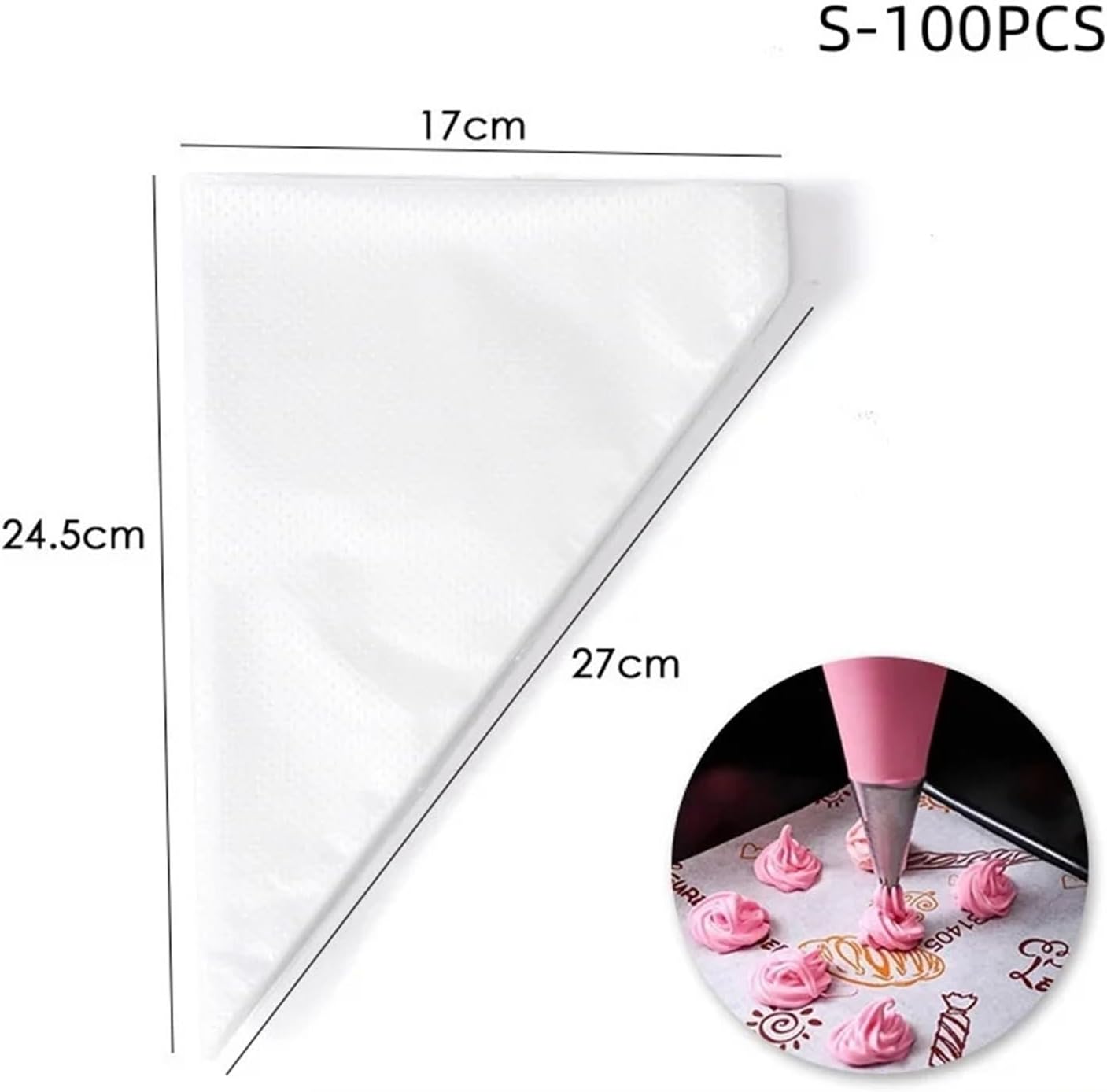 Piping Bags Disposable 100/200/300pcs Disposable Piping Bag Pastry S Icing Fondant Cake Cream For Decorating Pastries Cakes Baking Tools(Small,100PCS)