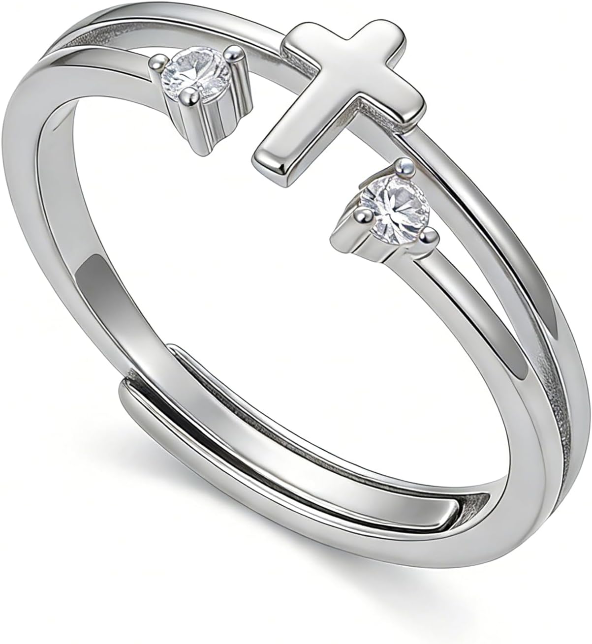 925 Sterling Silver Easter Cross Ring for Women, 14K Gold Plated CZ Eternity Infinity Belief Ring for Mom Daughter Stackable Christian Faith Purity Religious Baptism Jewelry Mothers Day Gifts