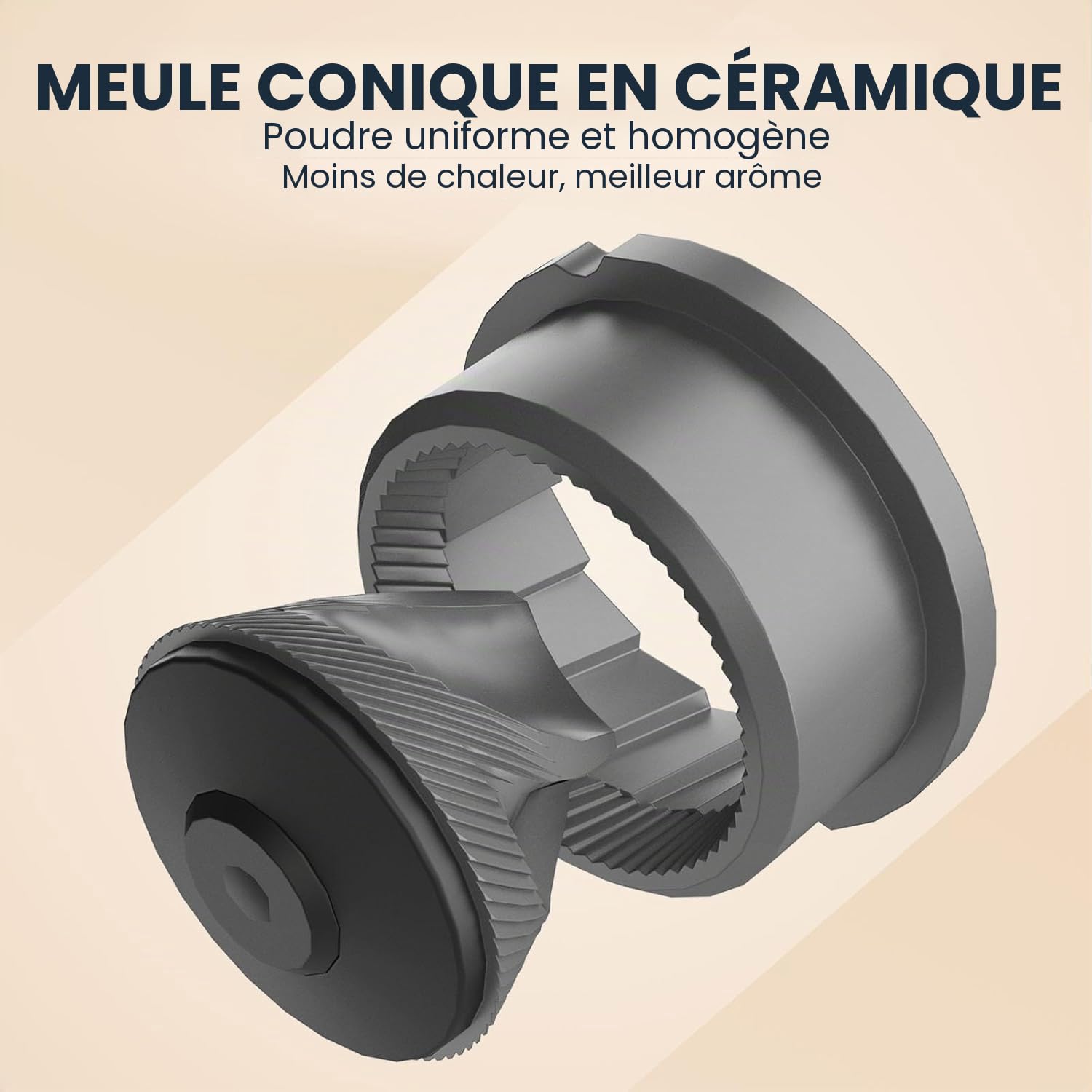 Moulin à café portable alimenté par piles avec 38 réglages réglables, moulin à café rechargeable sans fil silencieux pour voyage, camping, expresso, versement, etc