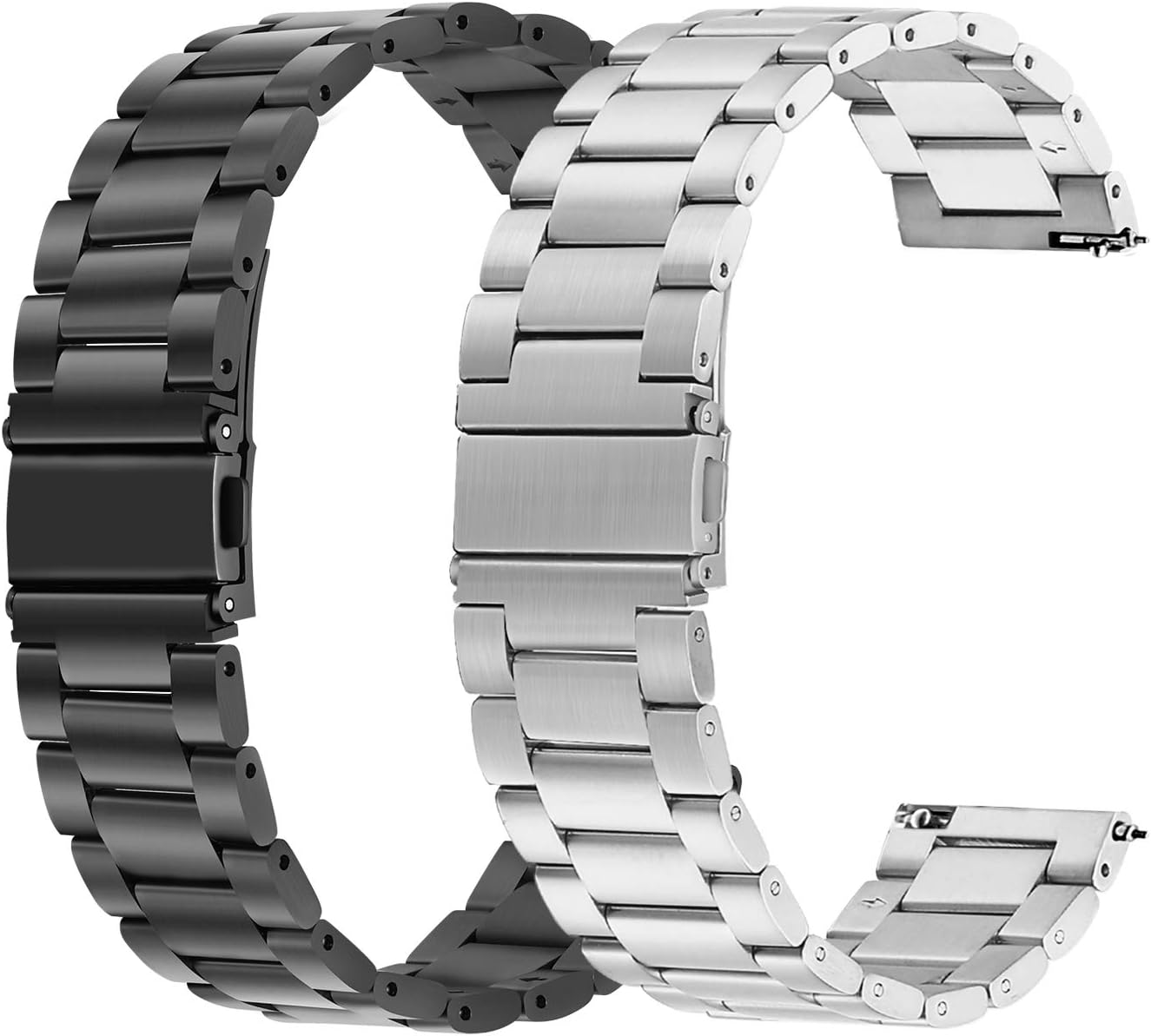Dmorr Strap for Samsung Galaxy Watch 46mm SM-R800, 22mm Band Men Stainless Steel Strap Replacement for Gear S3 Classic/Frontier, Ticwatch Pro/S2/E2/1 (Link Removal Tool+Quick Release Pin Included)