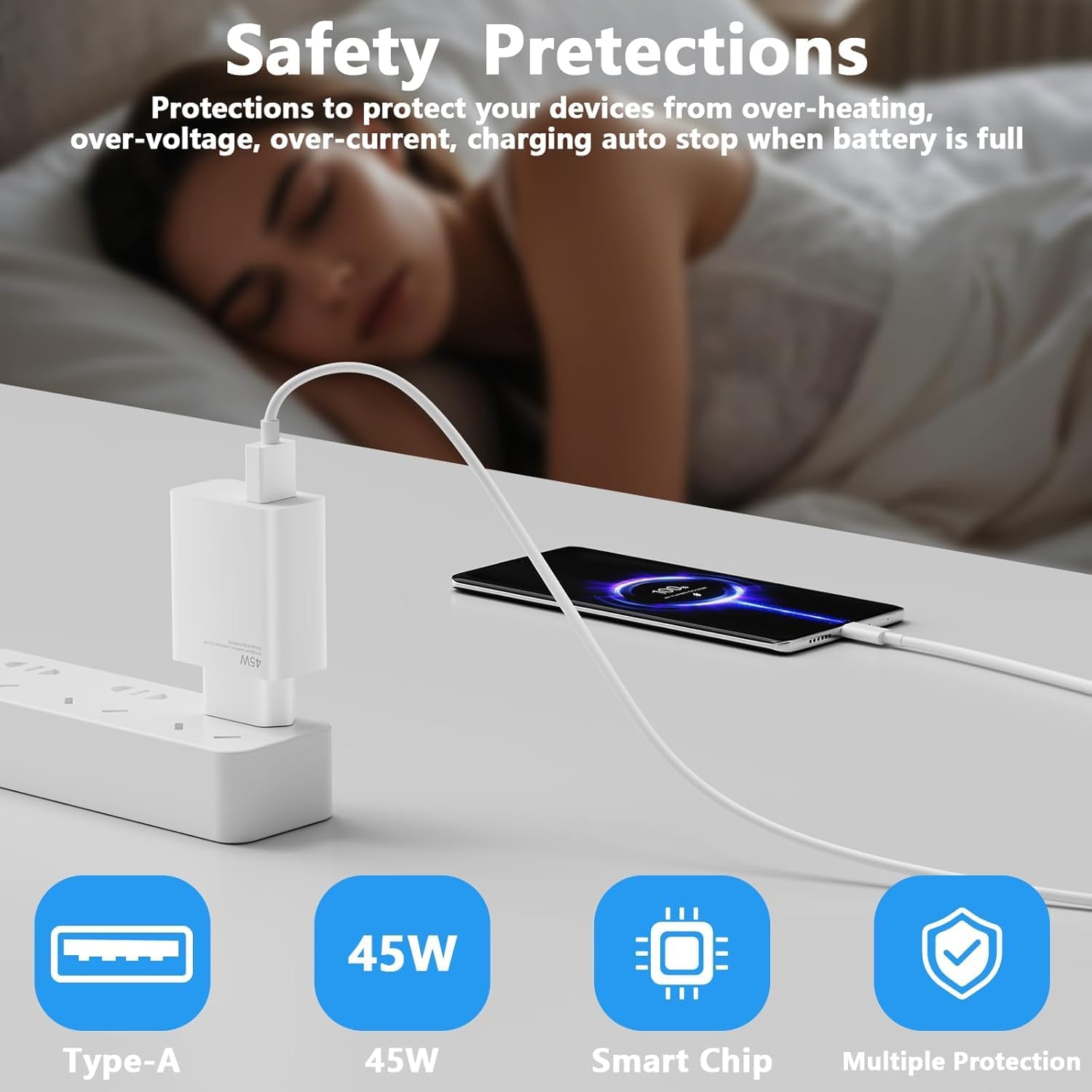 Hobeiy Cargador Rápido 45W con Cable USB C 1.5m para Xiaomi Redmi Note 14 Pro, 15T, 15, 14, Poco X7 Pro, F7 Ultra — view 3