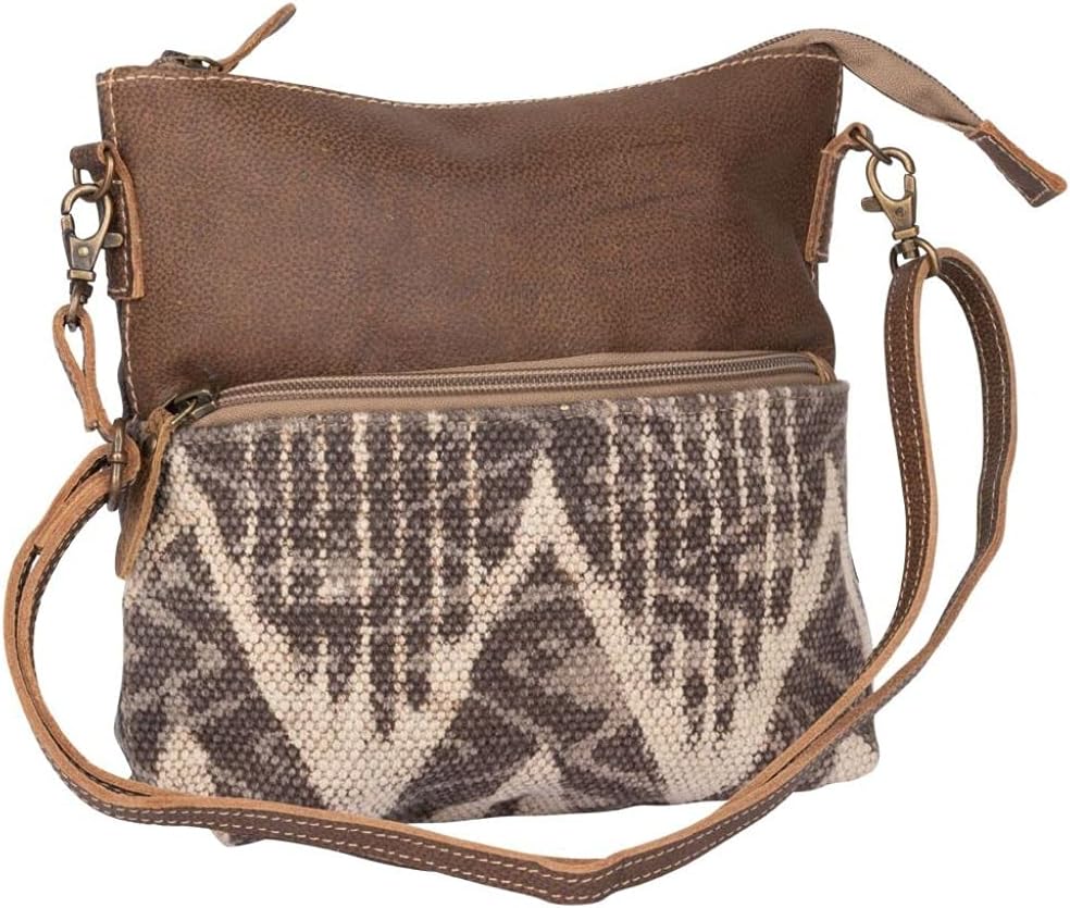 Myra Bag Over Shoulder Purse - Canvas Crossbody Bag with Genuine Leather Detailing, Fabric Satchel for Everyday Use, Travel