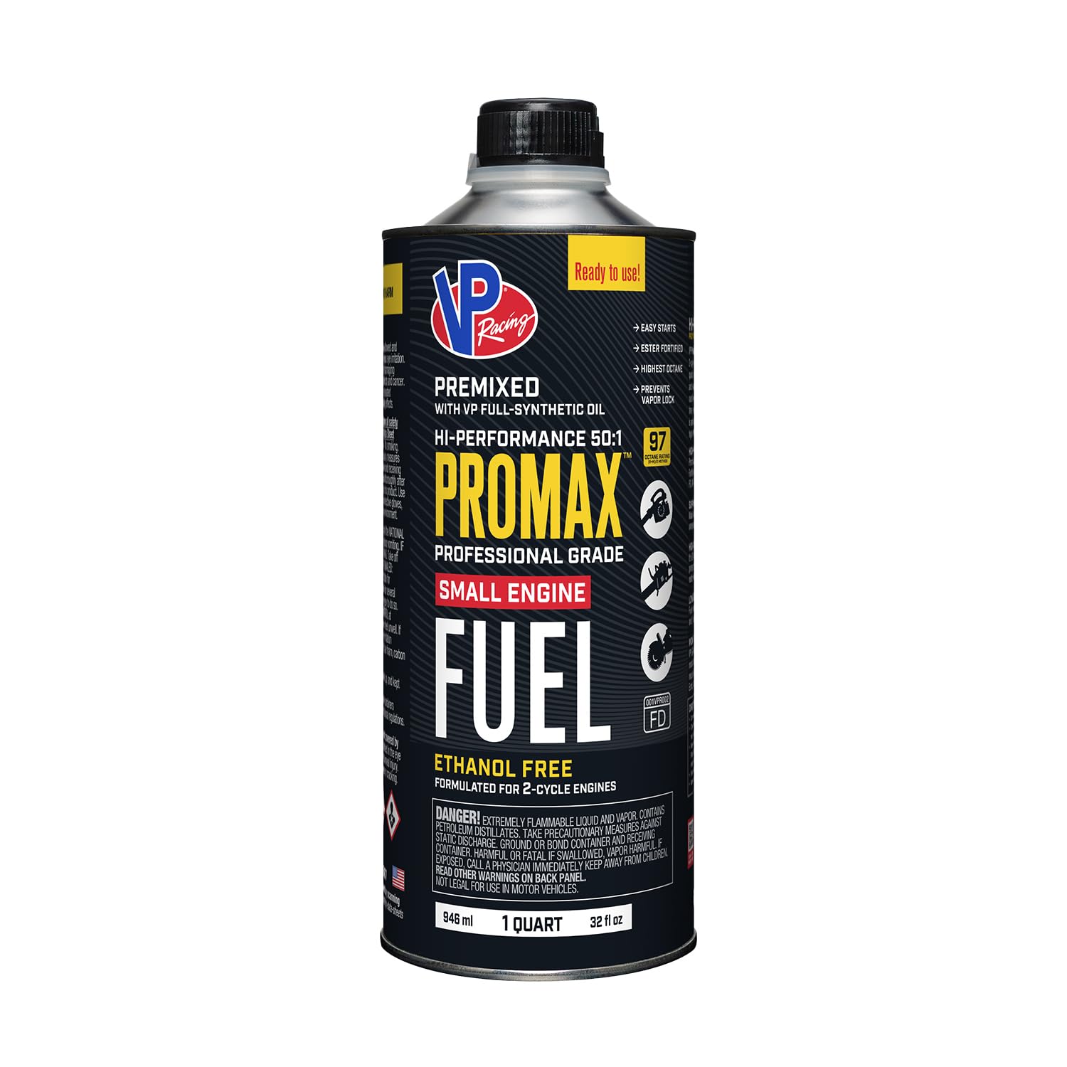 VP Racing Fuels Ethanol-Free ProMax 50:1 Small Engine Fuel - 1 Quart - Pack of 8