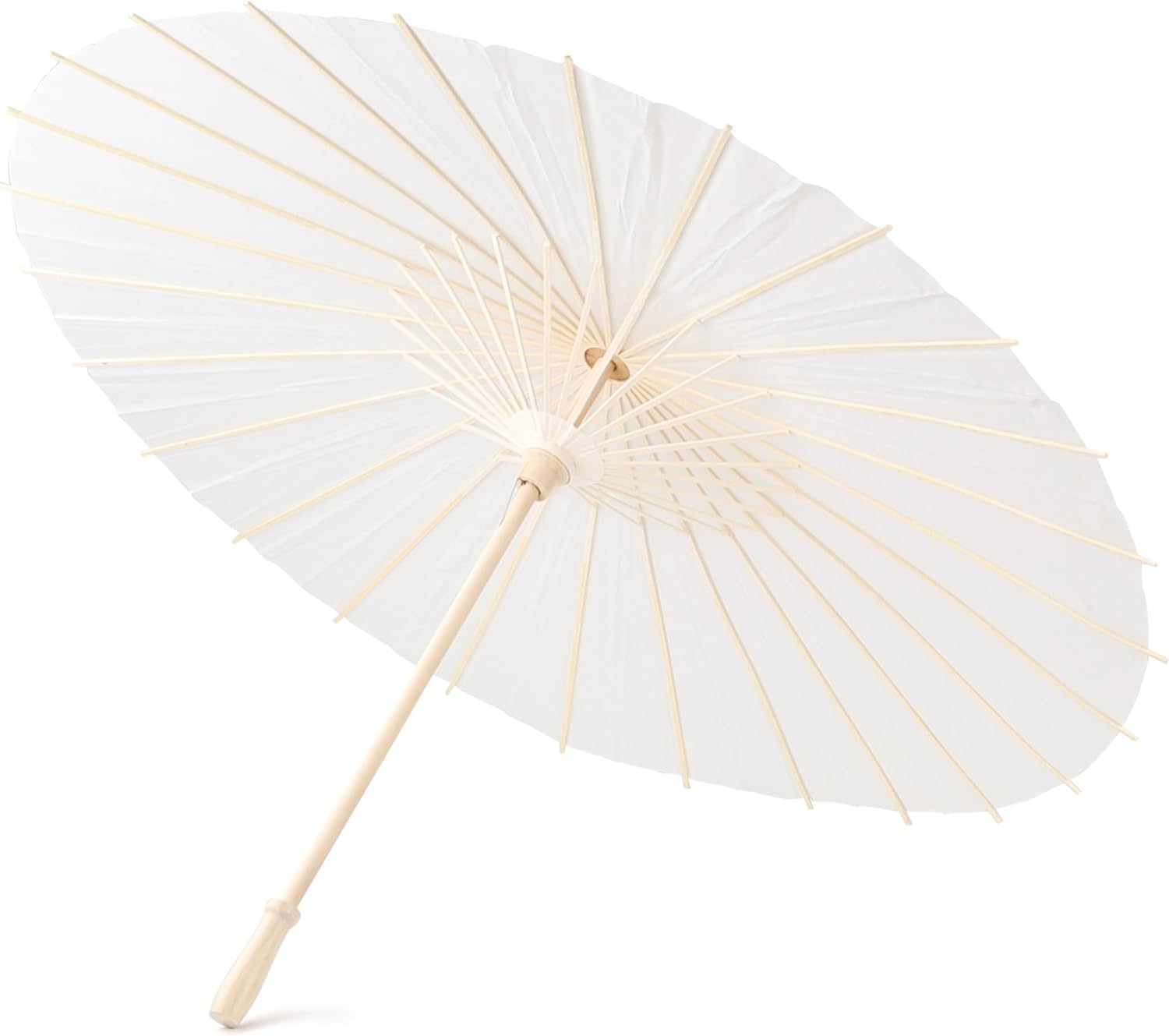 33 Inches Wedding Paper Umbrellas DIY Painting Umbrellas Crafts Decorative Chinese Japanese Oiled Paper Vintage Parasol for Wedding Bridal Party Décor (White, 1PCS)