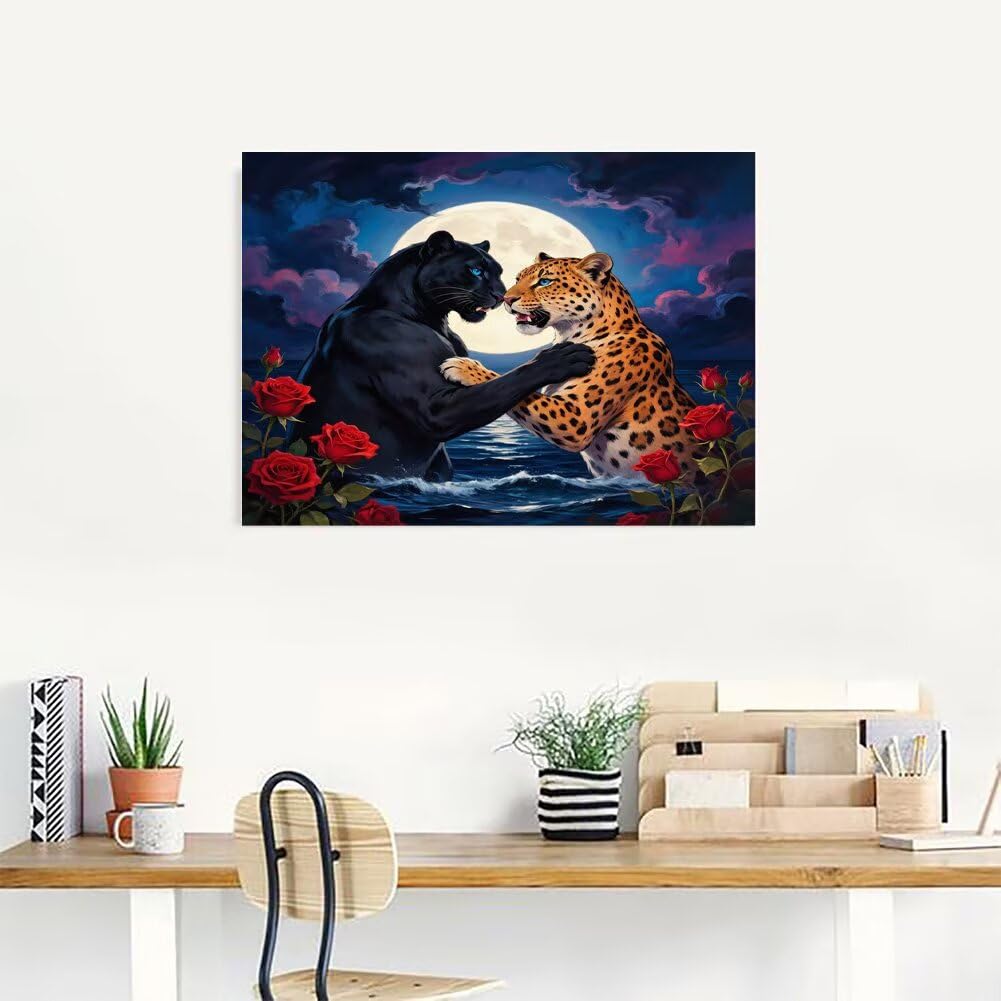 5D Diamond Painting LéOpard Peinture Diamant Adulte 100x70cm G-62755 | DIY Loisirs Créatifs Adultes Diamant Perle Broderie, 5D Cristal Rond Point de Croix pour Home Wall Decor, Cadeau Femme