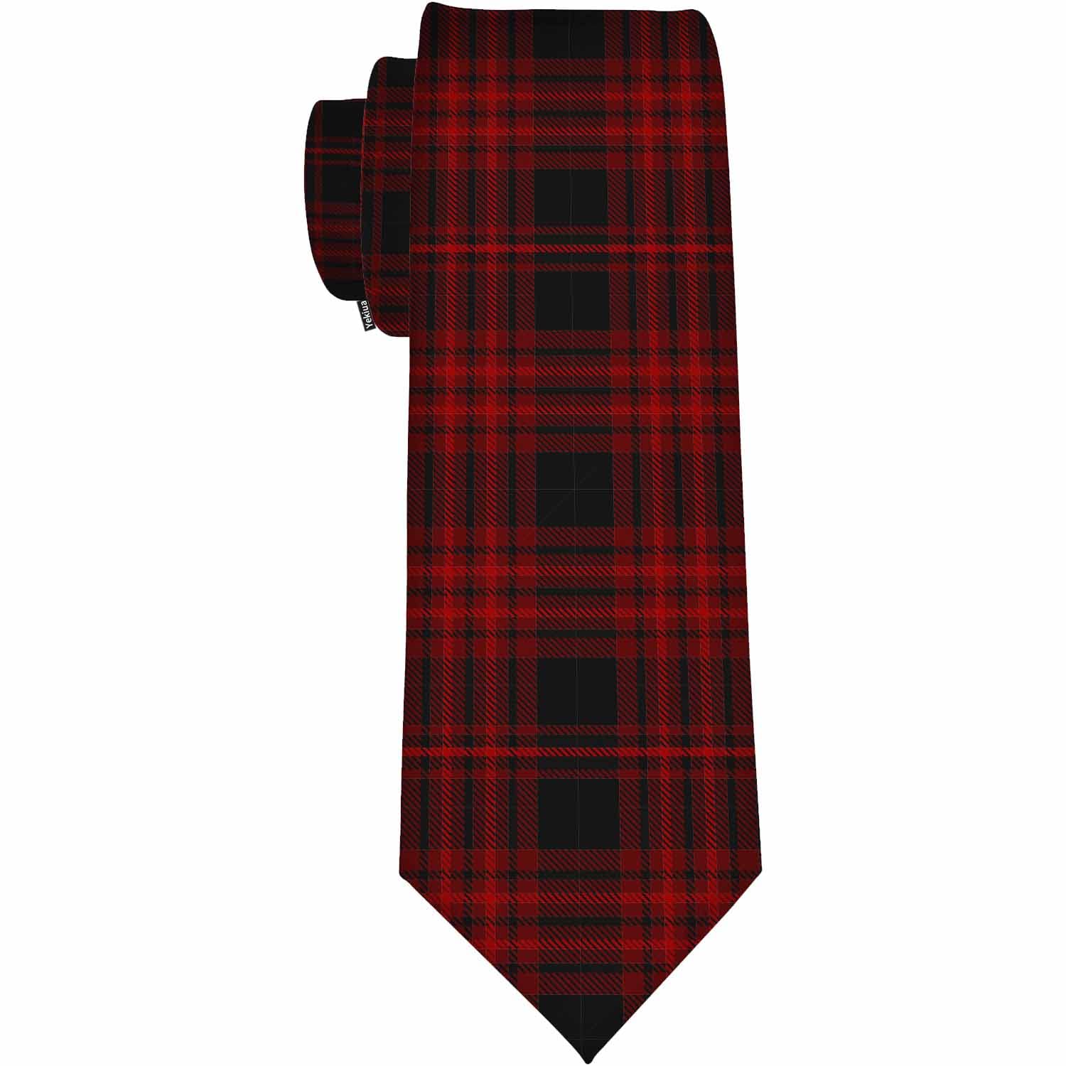 Yekiua Plaid Men's Ties Buffalo Check Neck Tie Business Wedding Formal Fashion Necktie Burgundy Black, Plaid, One Size