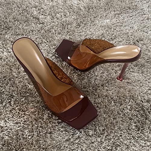Bopchk PVC Transparent High Heels Woman Shoes Square Peep Toe Slippers Pumps Women Mules Lady Slipper Shoe Slides3