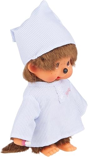 Miniatura 4 de Monchhichi Pijama Largo Rayas Niño con Gorra Felpa Marrón, Marrón