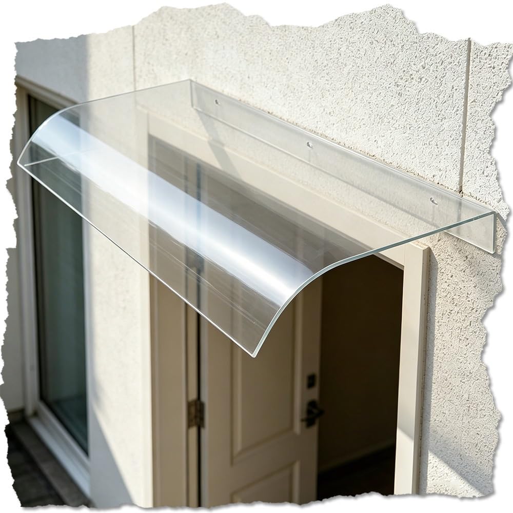 Marquise de porte transparent polycarbonate 40x80cm auvent fenêtre