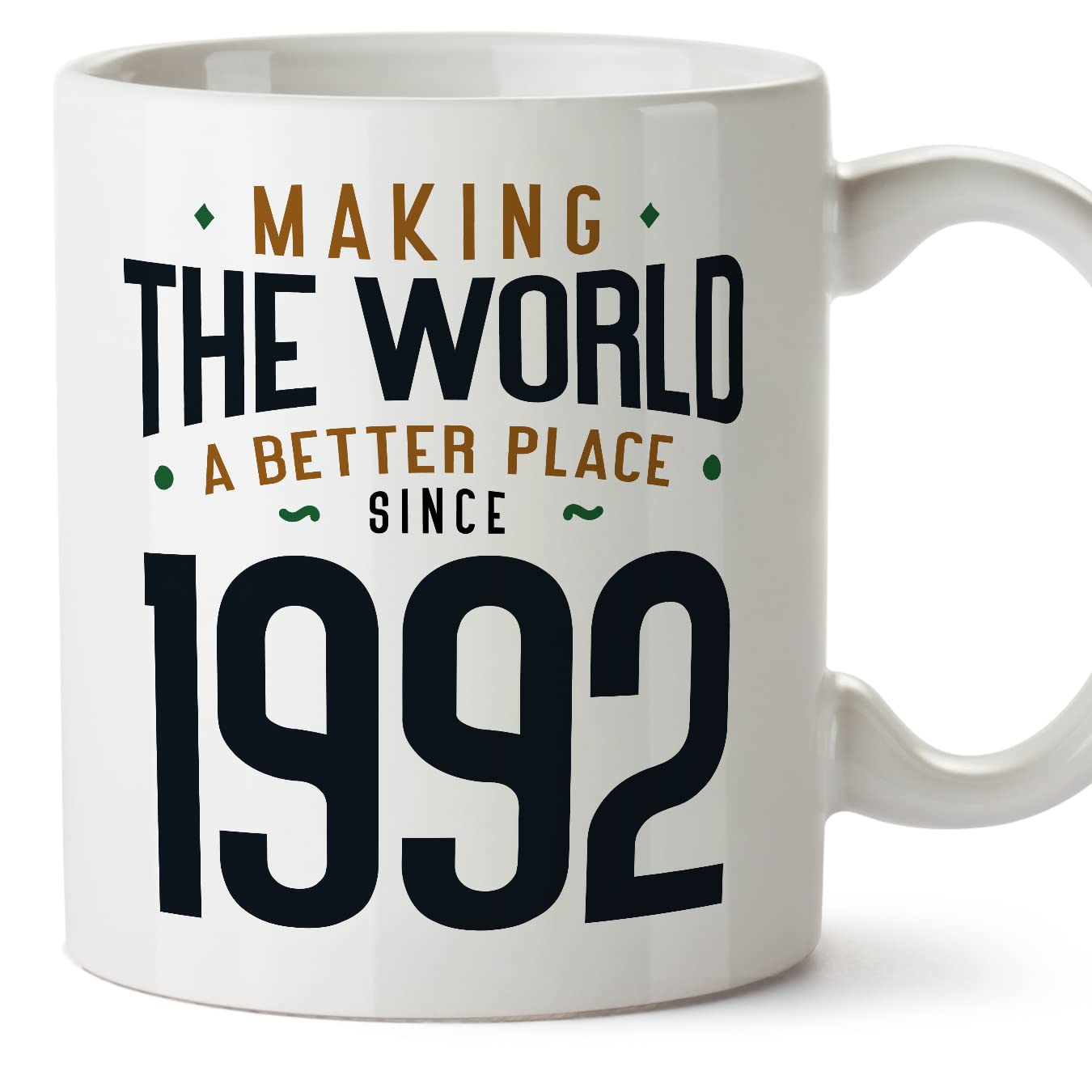 MUGFFINS 1992 Birthday Mug - in English - Making the World a Better Place - Funny Anniversary Present - 11 oz — image 1