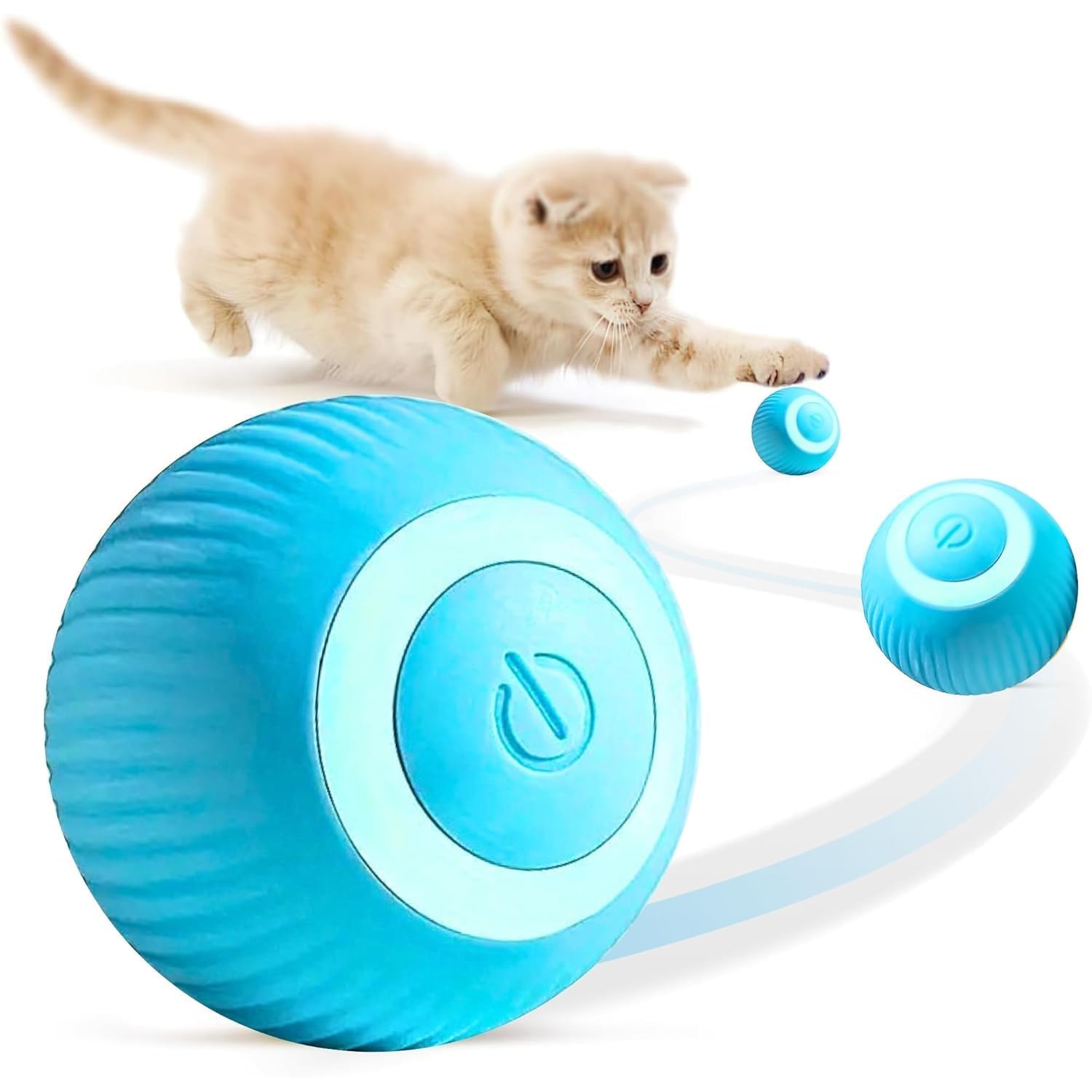 VIRADHAM Smart Interactive 360Β° Auto Rolling Ball Toy for Dogs and Cats β USB Rechargeable, Motion-Activated Self-Moving Fun Exercise Ball Pet Toy for Indoor and Outdoor Play β Carpet-Friendly