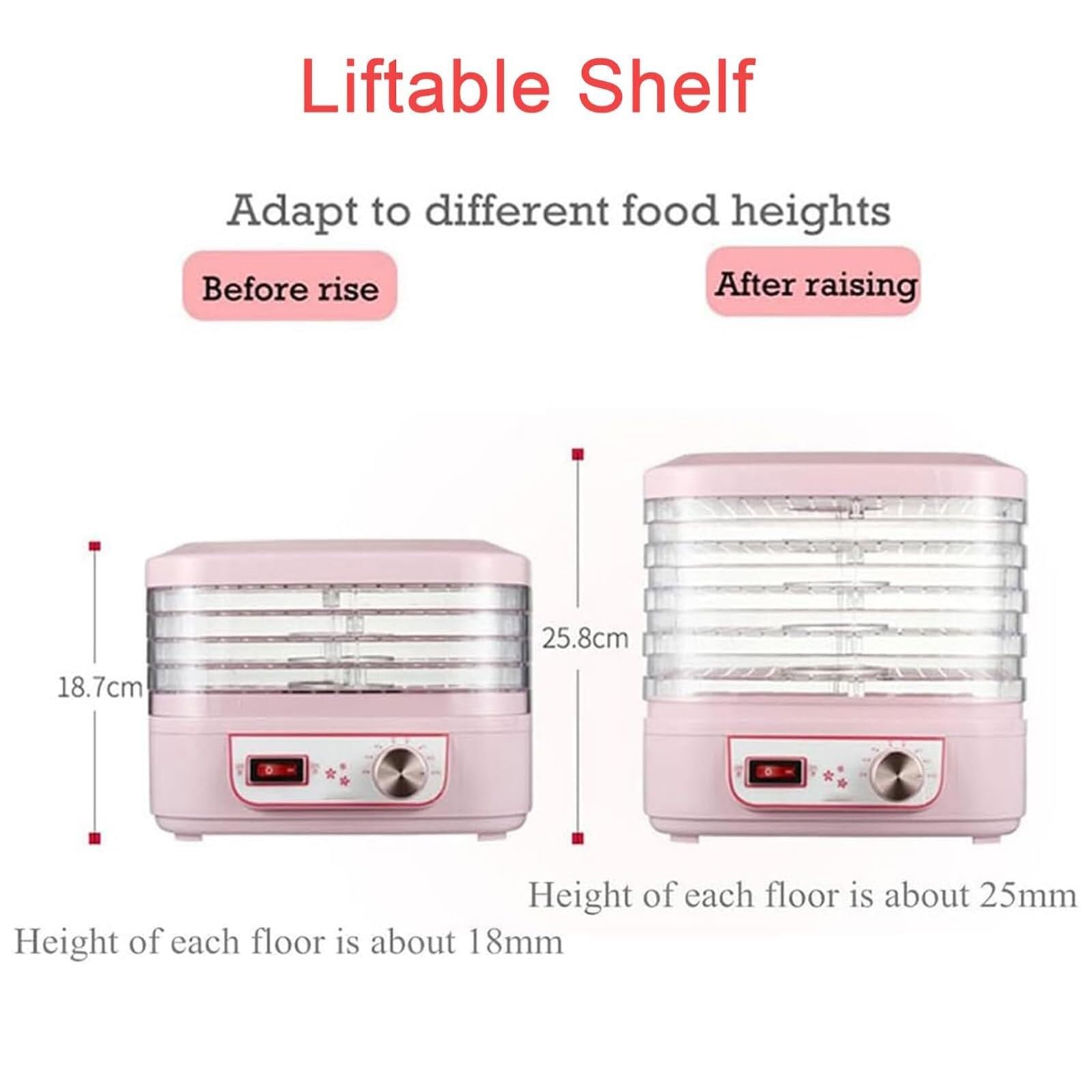 Deshidratador de alimentos, máquina secadora por congelación eléctrica pequeña de frutas con control de temperatura de 35-70 °C, ventilación de 360 °, secador de aire para bocadillos para uso domést
