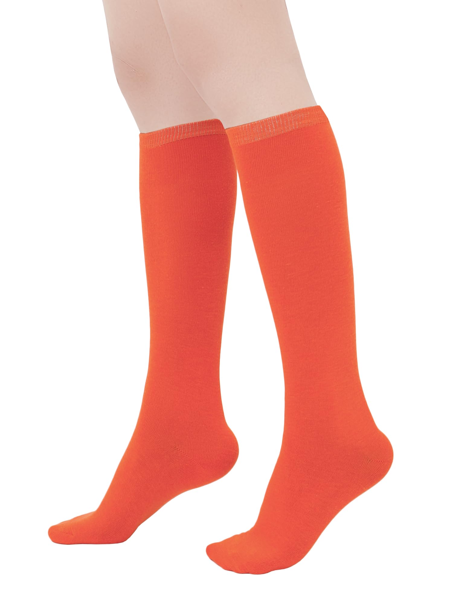 GUXIMIAR Knee High Athletic Socks for Women Cotton Tall Long Socks High Stockings Knee Sock Striped Tube Sock 1-2 Pairs: Orange