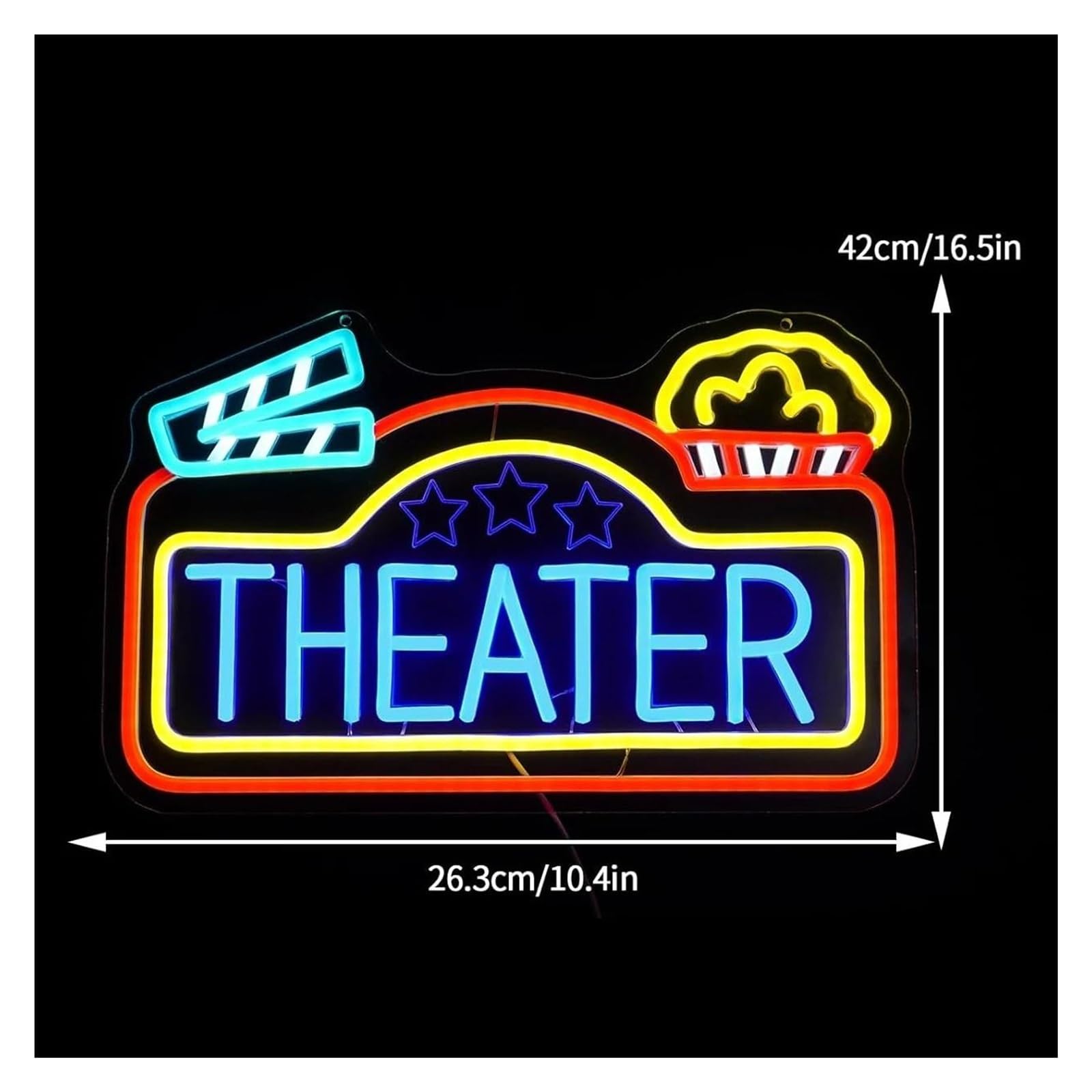 Decoración Lámparas Letrero De Neón Theater Con Luz LED Regulable, Para Sala De Cine, Bar, Fiestas, Rincón De Cine, Decoración, Lámpara De Noche Iluminada, 42cmx26.3cm