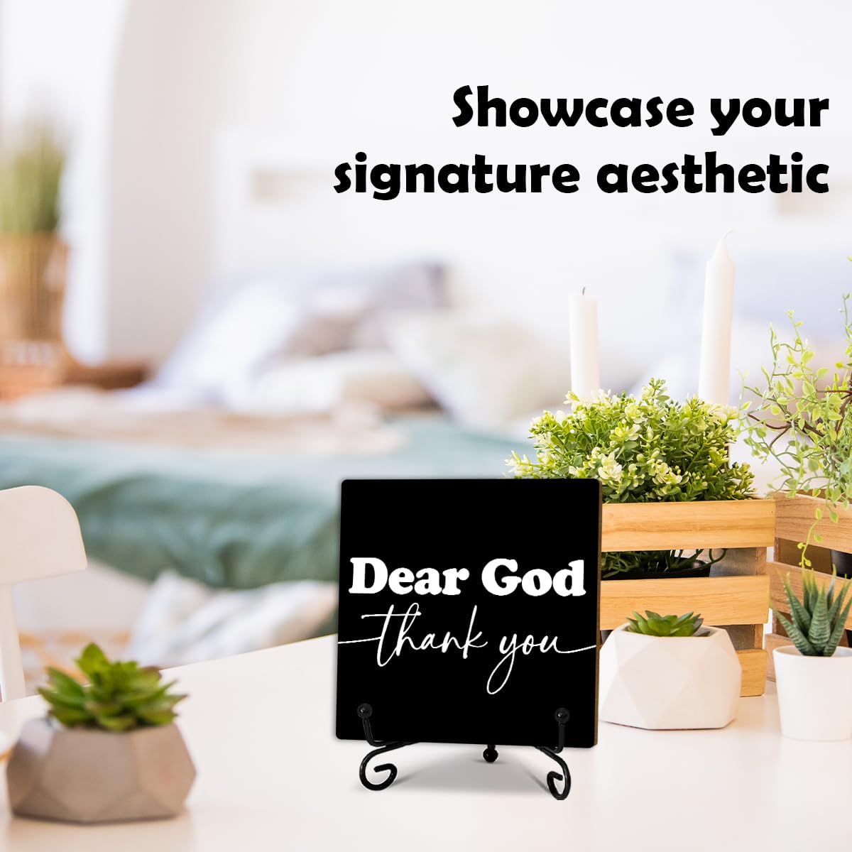 Entryway Table Decor Living Room Decors Christian Home Decorations Shelf Decoration Aesthetic Boho Living Room Farmhouse Decor Living Room Dresser Decorations For Woman(Dear God Thank You) - A14 - Image 3