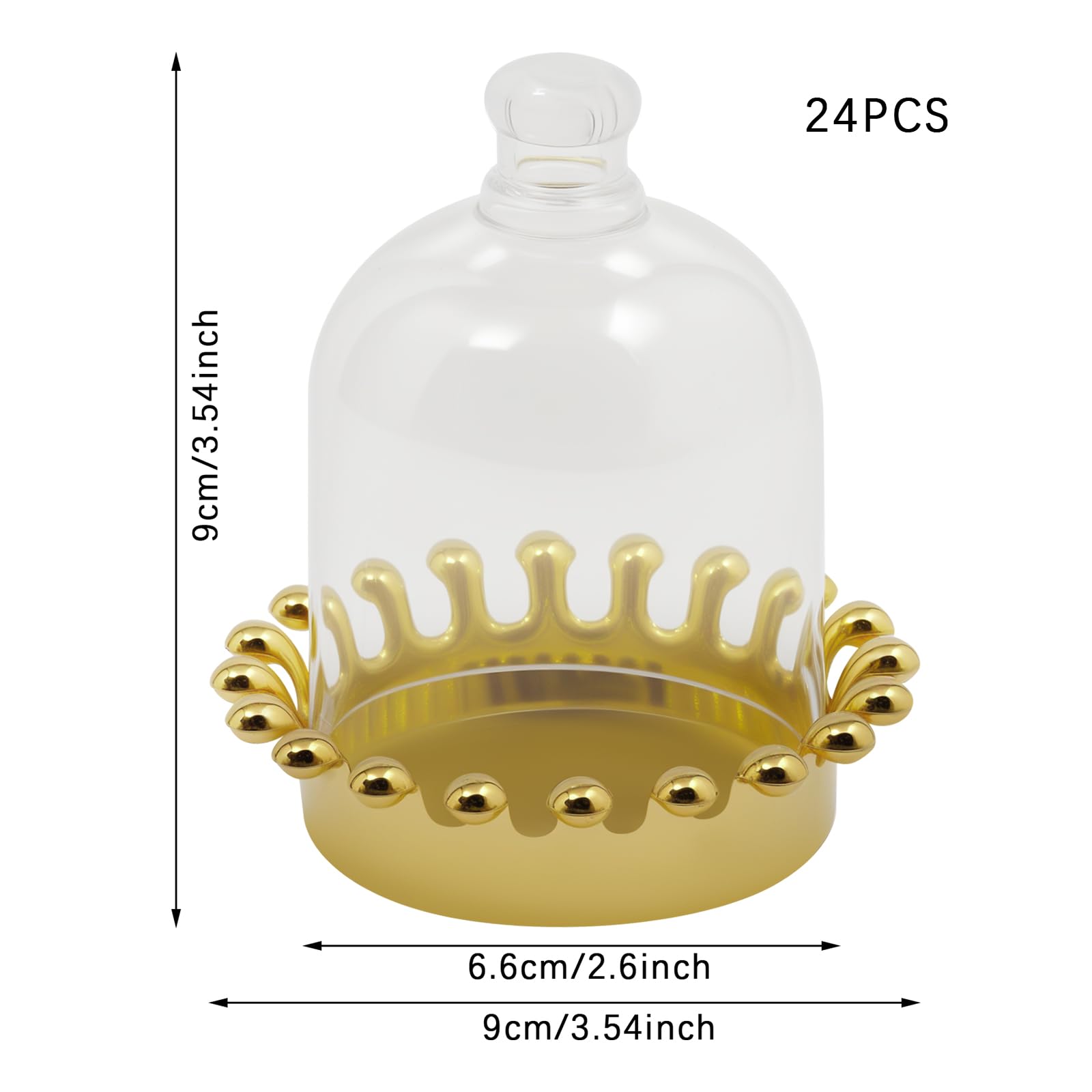 24 teiliges Bonbonbehälter, Bonbonbehälter mit Deckel | Aufbewahrungsbox mit Goldenem Kronenboden für Hochzeiten, Geburtstage, Mini-Kuchentablett