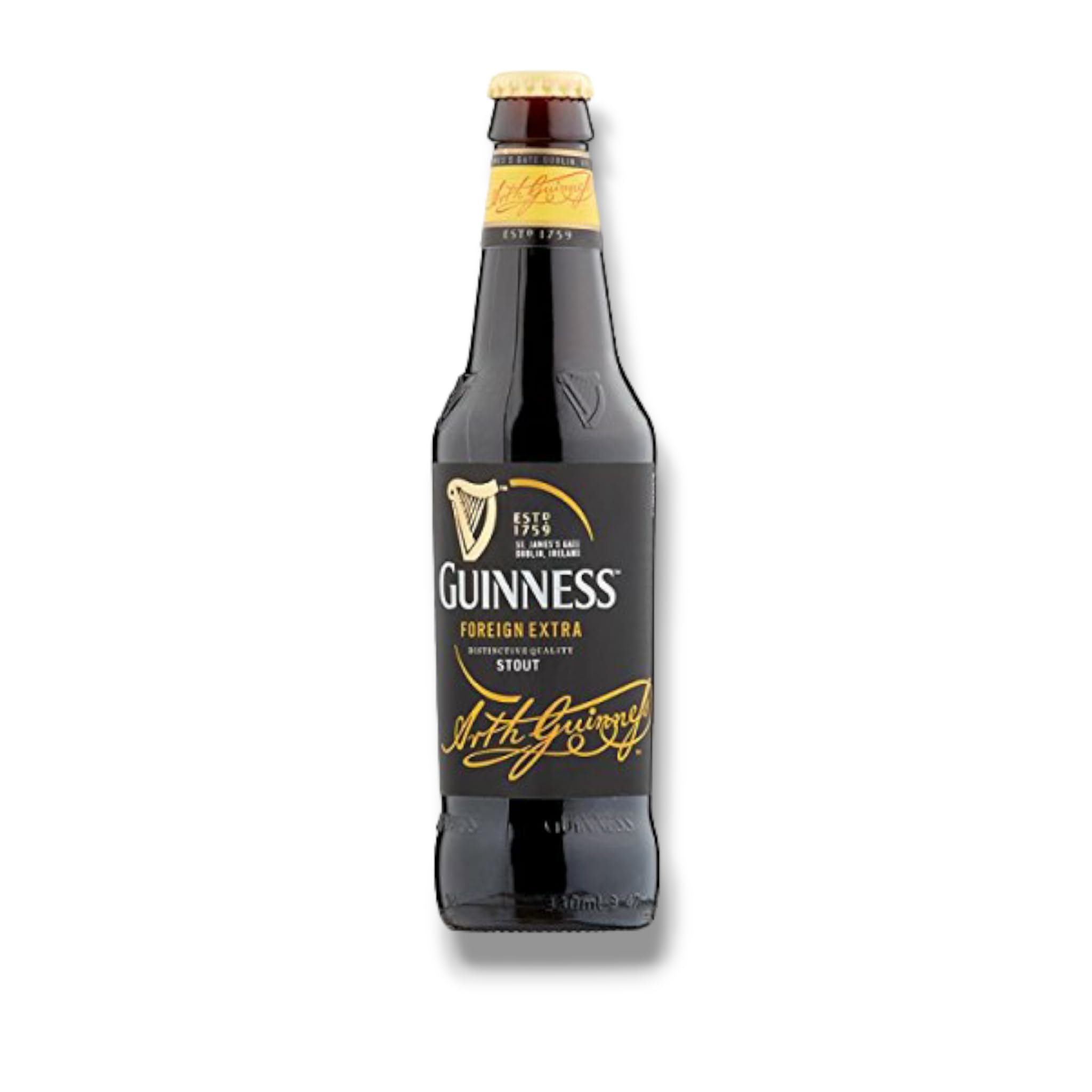 12 x Guinness Foreign Extra Stout 0,325l - Nigeria mit 7,5% Vol. - Inklusive Original Haus der Biere Berlin Bierdeckel