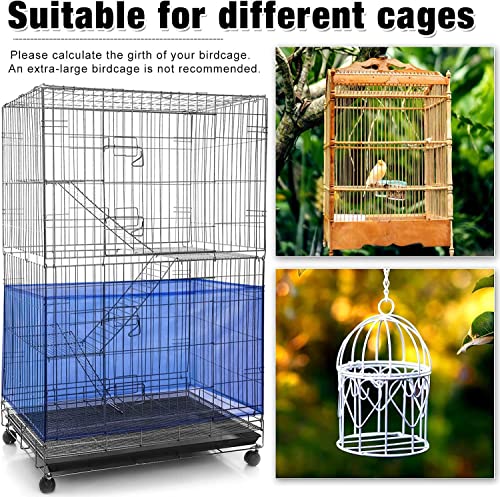 Image of TOPINCN Bird Cage Cover for Parrot Cage with Nylon Mesh Ventilated Seed Catcher Skirt Blue