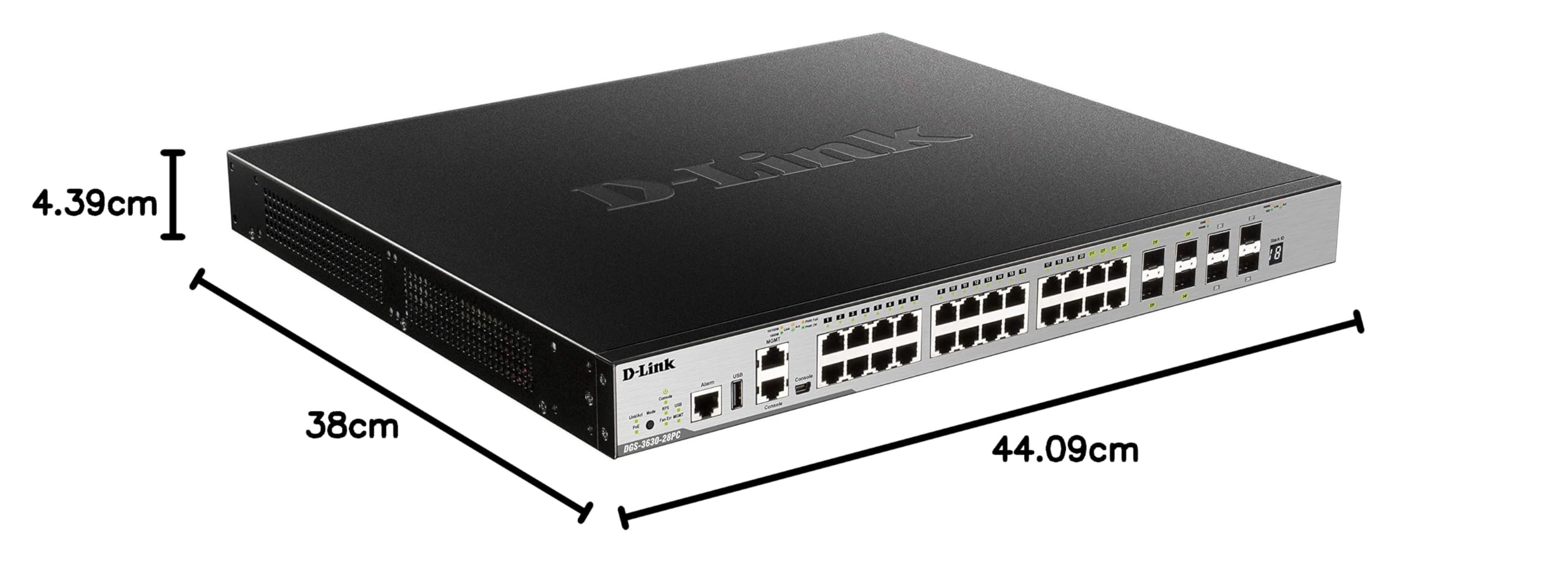 D-Link DGS-3630-28PC/SI commutateur réseau Géré L3 Gigabit Ethernet (10/100/1000) Connexion Ethernet, supportant l'alimentation Via ce Port (PoE) Noir, Gris