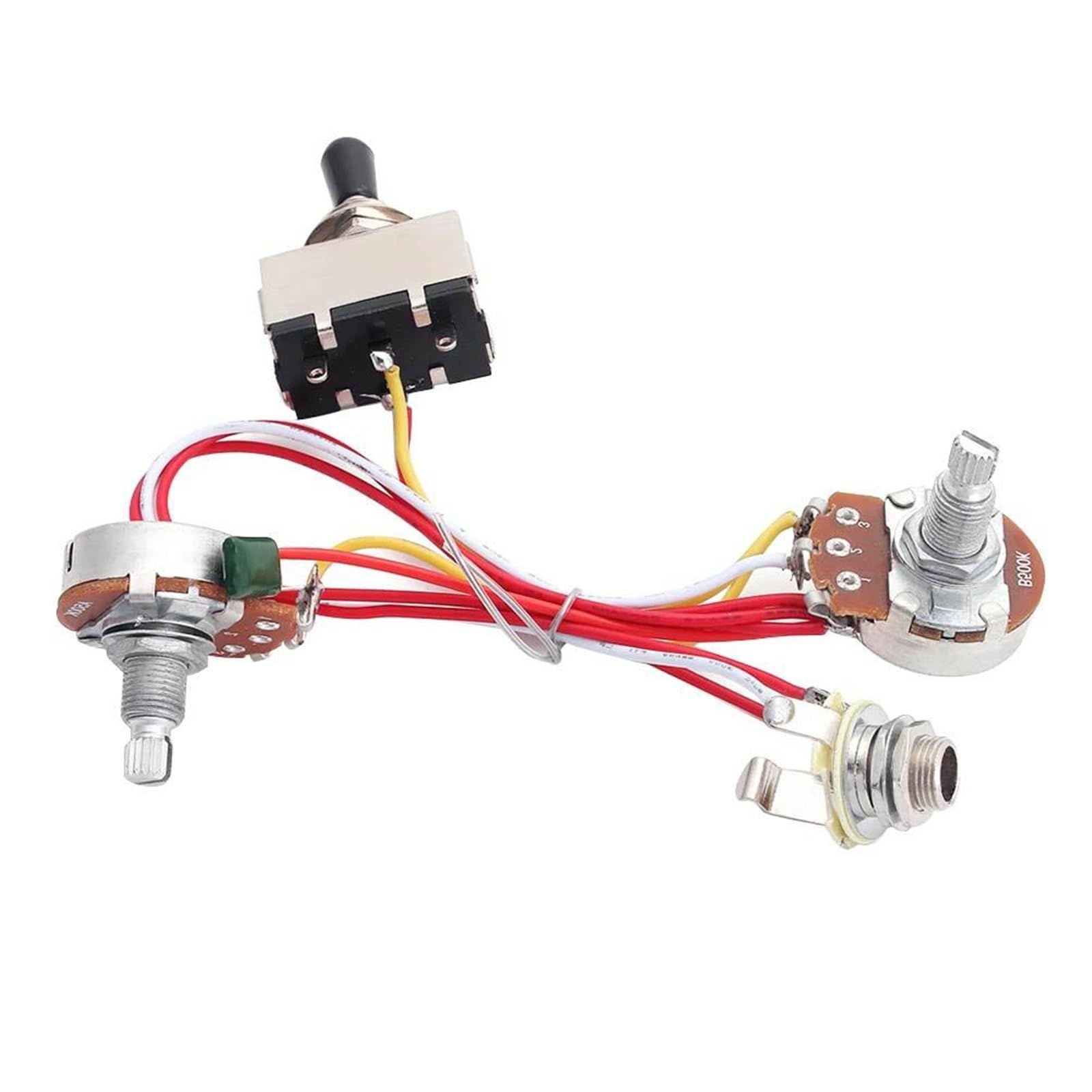 Arnés De Cableado Guitarra Potenciómetro De Botón Negro De 500 K Para Guitarra