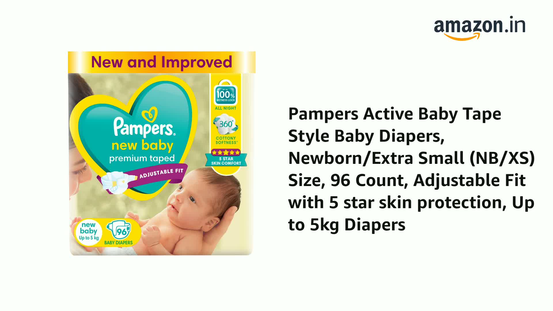 Watch Pampers Active Baby Tape Style Baby Diapers, Newborn/Extra