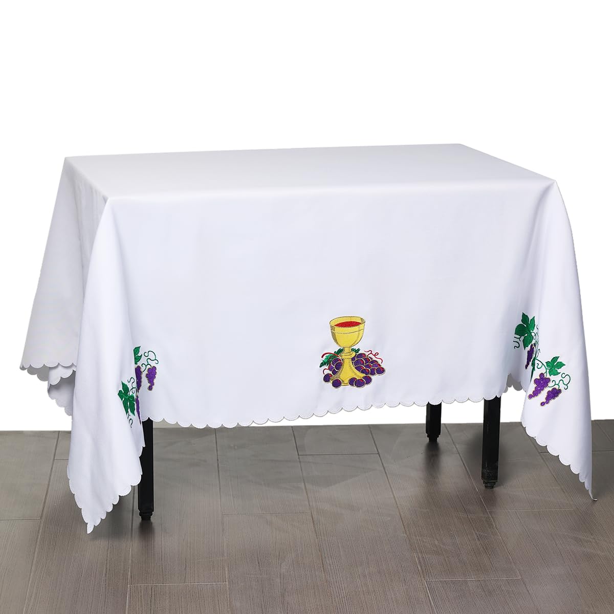 BLESSUME Nappe rectangulaire pour autel d'église, communion, taille unique, 198 x 140 cm (blanc 2)
