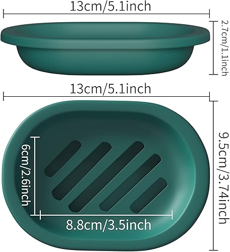 Miniatura 4 de Topsky Jabonera de doble capa para ducha, jabonera de drenaje de doble capa con bandeja de goteo, color verde oscuro