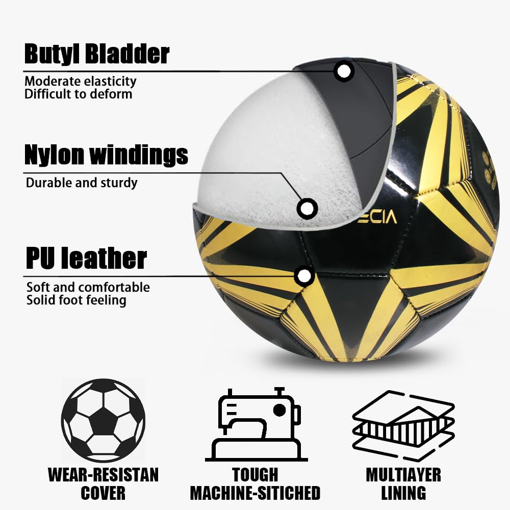 Size 5 Soccer Ball, Official Match Weight Futsal Ball, Professional Outdoor and Indoor Soccer Ball for Youth & Adult. - 3