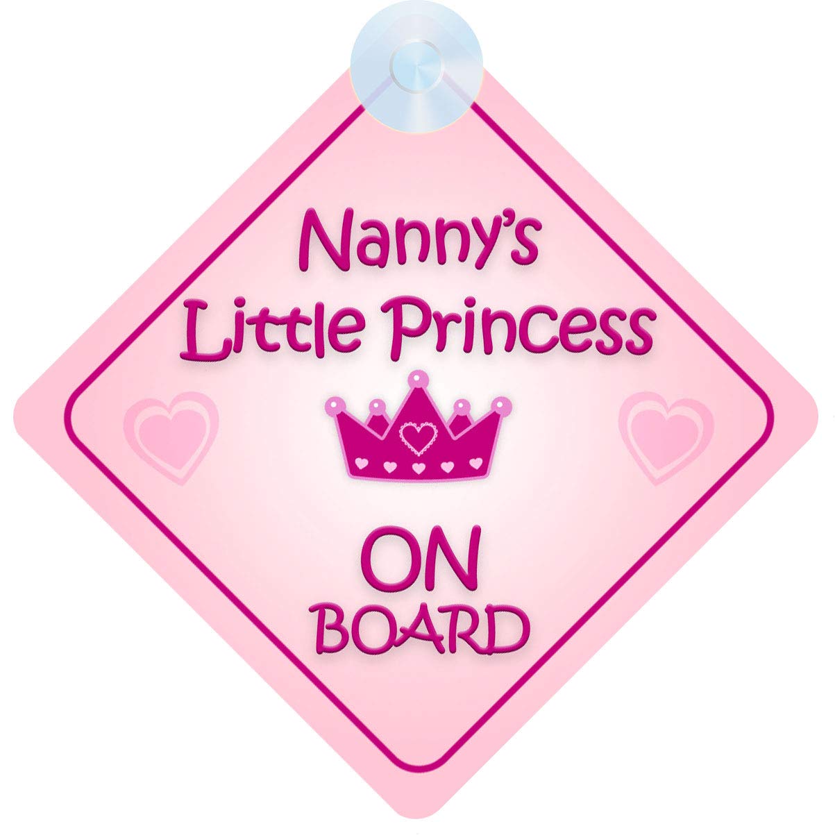 Qg Ltd Baby Pink Princess On Board Car Sign - Nanny's Little Princess Design With Strong Suction Cup |