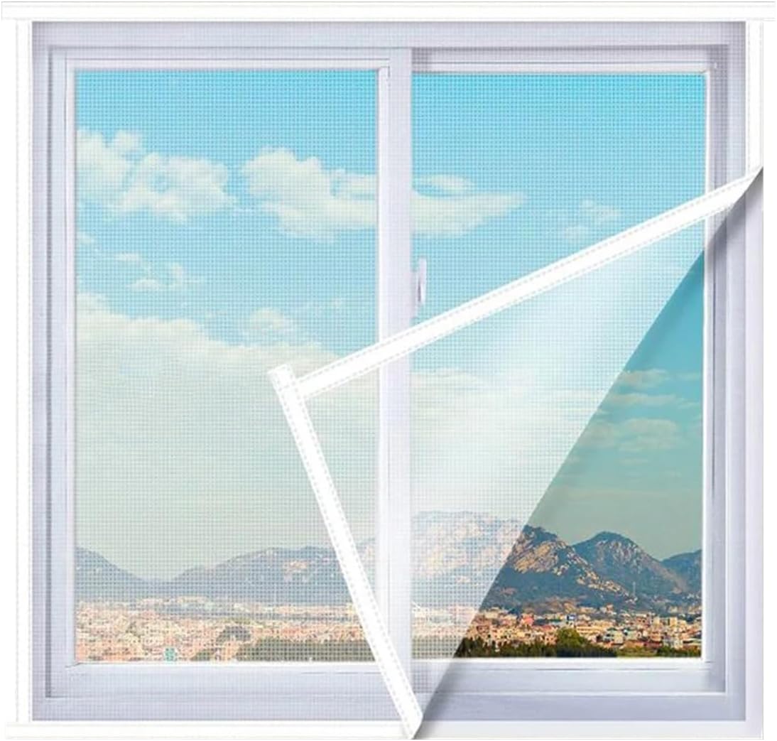 White Mosquito Nets for Window, Adjustable Easy to Install Mosquito Screen, Breathable Fiberglass Fly Screen - 120x140cm