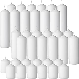36PC Pillar Candles Bulk 2 in x 3, 6, 8 Inch Long Burning Wax Pillar Candles Unscented Smokeless Dripless for Wedding Centerpieces Spa Lantern Fireplace Home Festival Fall Party Decor (White)