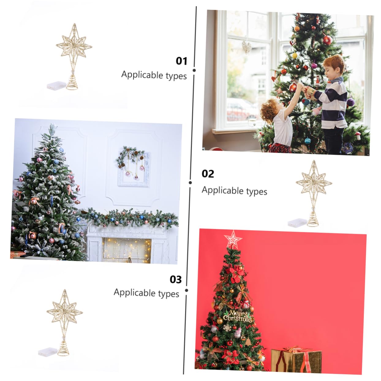 Ciieeo 2 Pièces Étoile De Noël Octogonale en Haut du Sapin d'arbre Étoile De Fer Étoile Suspendue De Noël Décor De Table Décor De Bureau Solide Et Pentacle Arbre De Fête