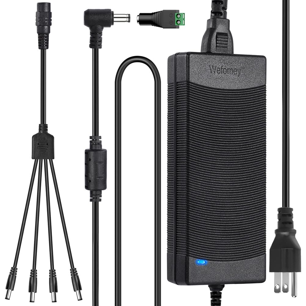 24V 6A 144W Power Supply Adapter 100-240V AC to DC Converter Transformer Whit 4-Way Power Splitter Cable for LED Strip Light LED Driver CCTV Security System - 6000mA Max