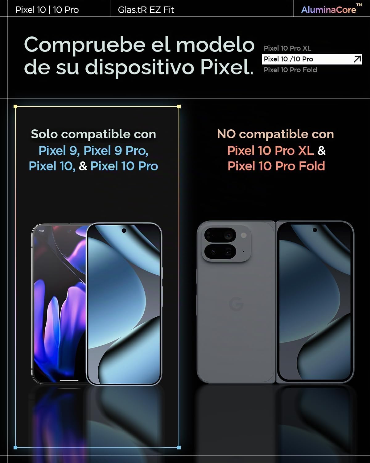 Spigen Glas.tR EZ Fit Protector Pantalla para Google Pixel 10, Pixel 10 Pro, Pixel 9, Pixel 9 Pro, 2 Unidades, Instalación Fácil, Alta Definicion, Dureza 9H, Anti-Arañazos