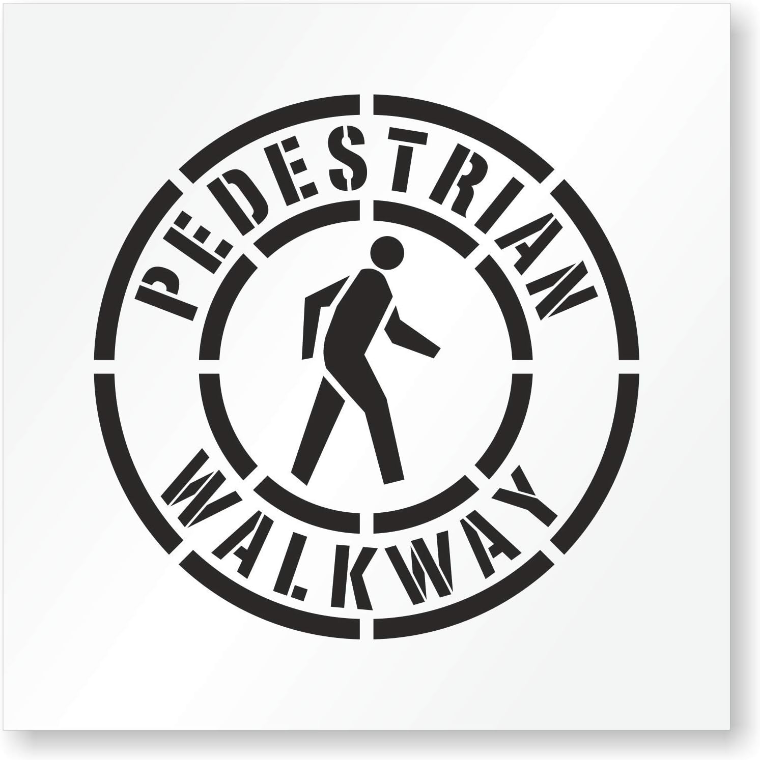 SmartSign 24 x 24 inches Pedestrian Walkway Reusable Stencil with Symbol in 18" Circle, 63 Mil Plastic, Easy to Wash, for Warehouses, Industrial Parks, Construction Sites, USA Made
