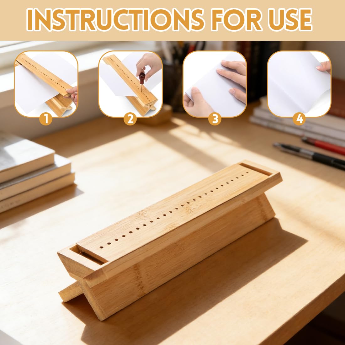 Set di Rilegatura in Legno con Punzoni – Strumenti Precisi per Quaderni DIY, Agende, Riviste e Brochure, Kit Portatile per Carta, Tessuto, Pelle e Artigianato, Facile da Usare a Casa o in Laboratorio