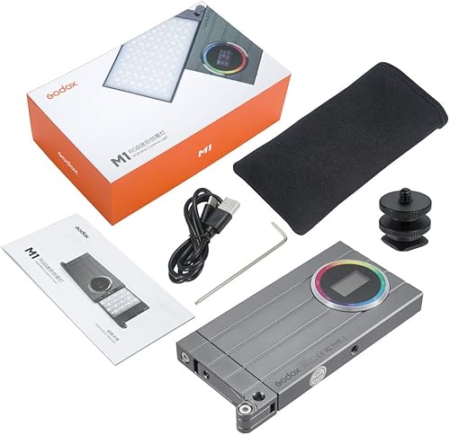 Miniatura 7 de Godox Luz de cámara RGB M1, luz de video LED portátil, panel de luz LED de bolsillo a todo color CRI 97+ 2500k-8500k, función de ritmos de música y