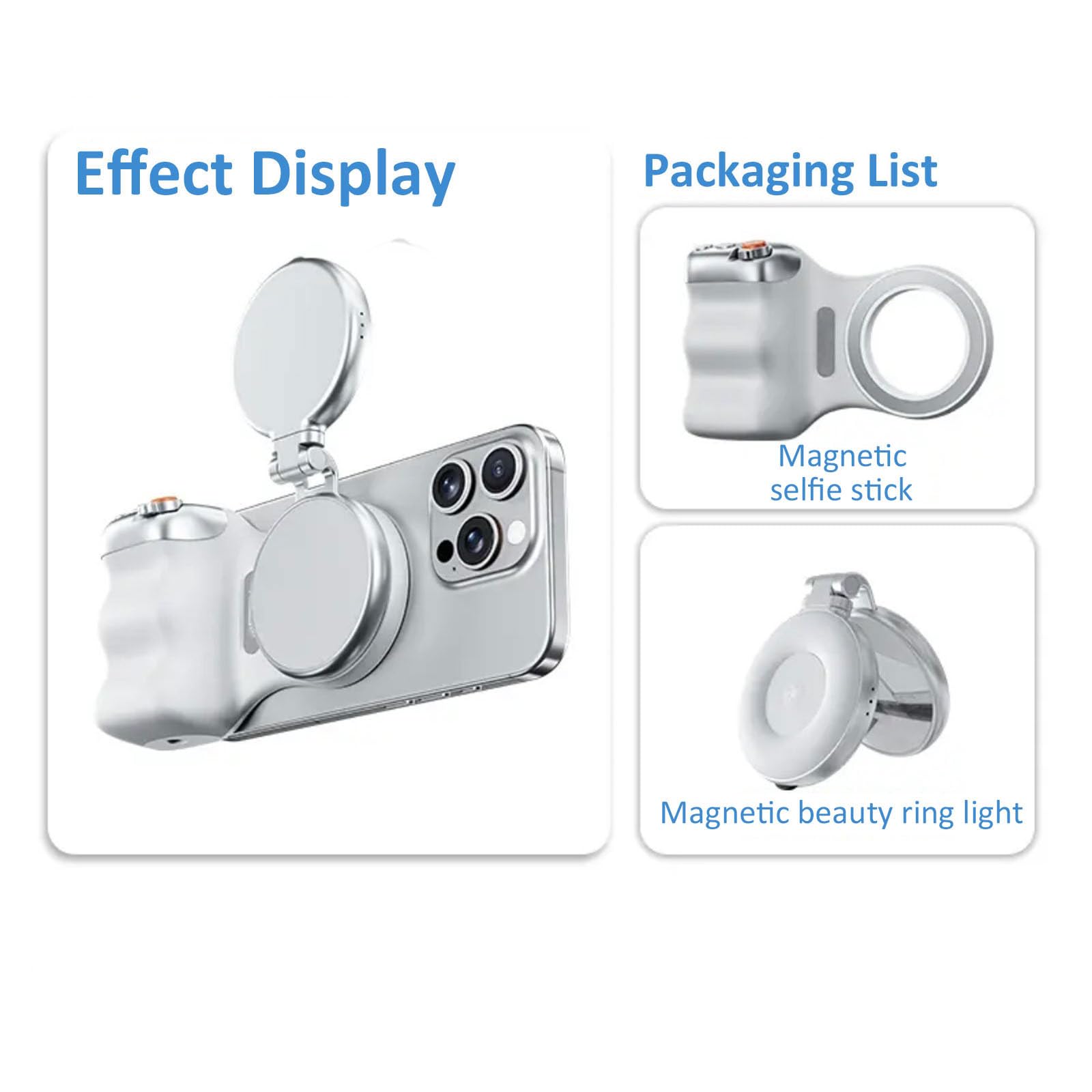 Accesorios de fotografía con agarre magnético para cámara de teléfono con juego de creador de luces para, soporte de agarre y luces de relleno para teléfono 17 Cámara magnética con juego de de