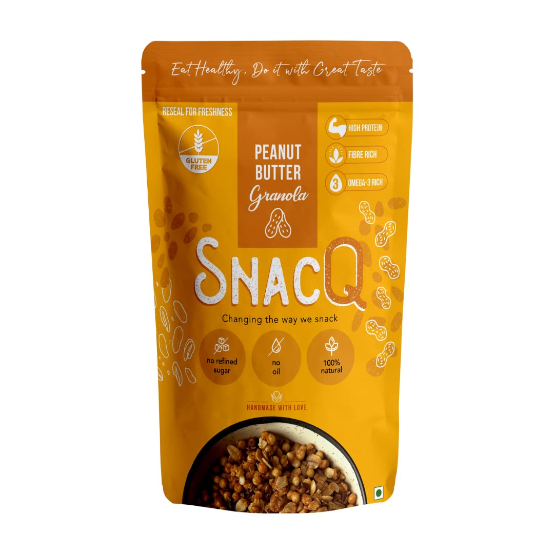 SnacQ Peanut Butter Granola | Delicious High Protein Breakfast Cereal | No Added Sugar, No Oil, No Preservatives | Tasty & Healthy Breakfast Cereal & Snack Gluten Free Peanut Butter Granola | 350 Grams (Pack of 1) (B09C4ZD6KY) Amazon Price History, Amazon Price Tracker