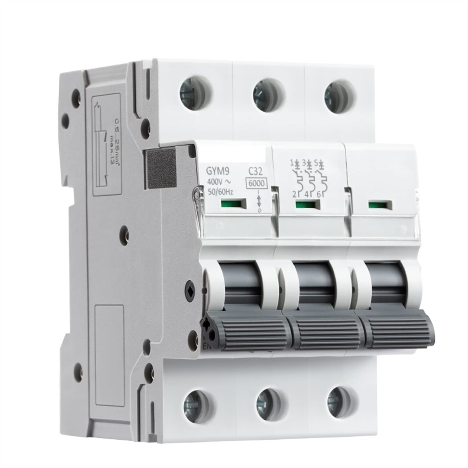 Ieumjnat 25V Circuit Breaker Gym9 3P 6Ka Mcb Din Rail 6A-63A Ac Typ(25V)